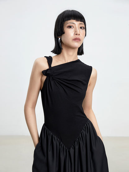 One-Shoulder Cross flauschig Nichi Long One-Piece