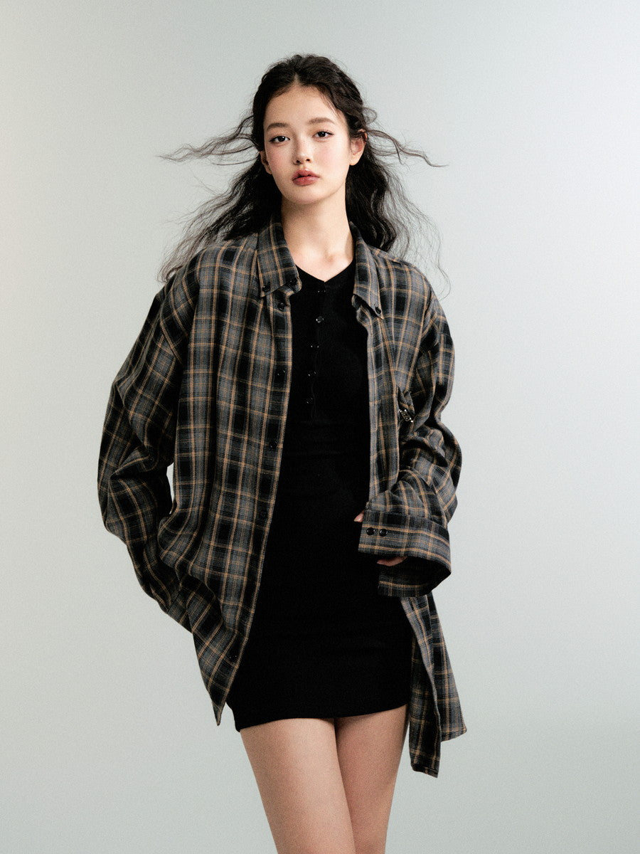 Checked Ovresize Casual Flannel-Shirt