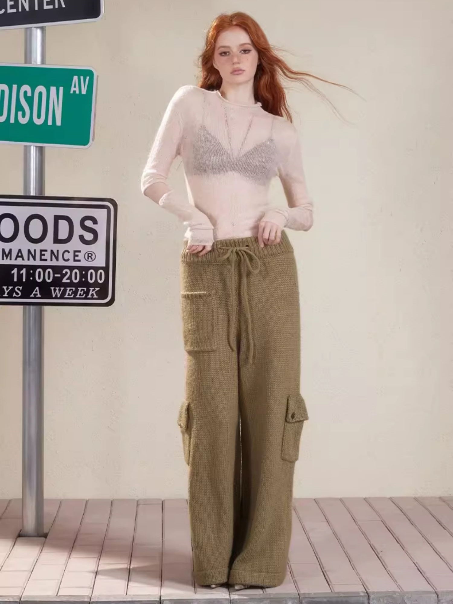 Wool Knit Loose Casual Straight Wide-Pants