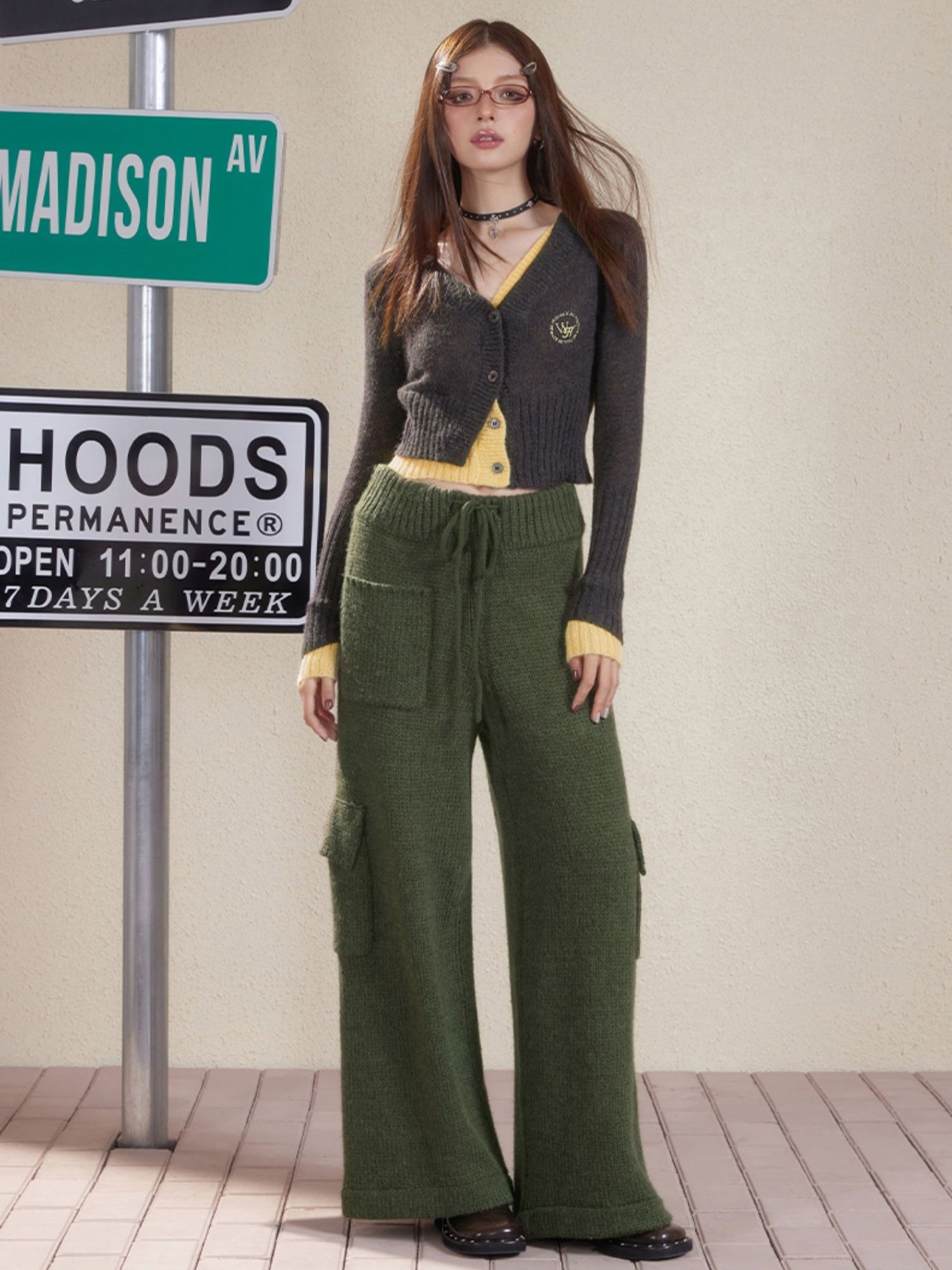 Wool Knit Loose Casual Straight Wide-Pants