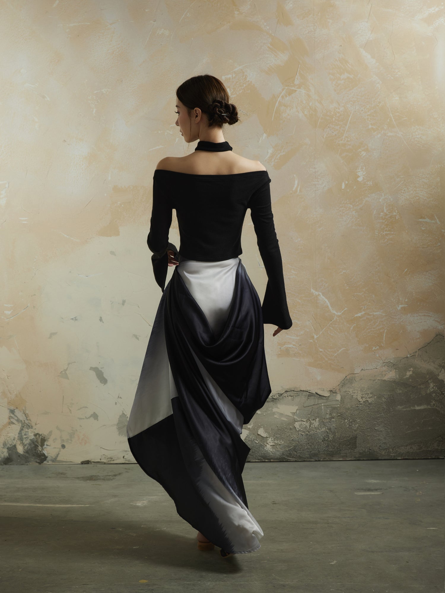 Drape Gradation Elegant High-End Chic Long-Skirt