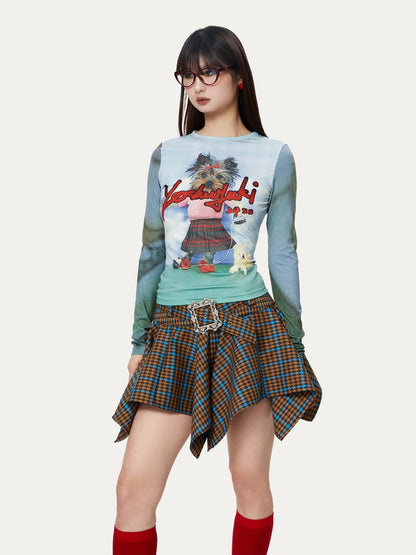 Dog Character Unique Nichi Slim Casual Long-T-Shirt