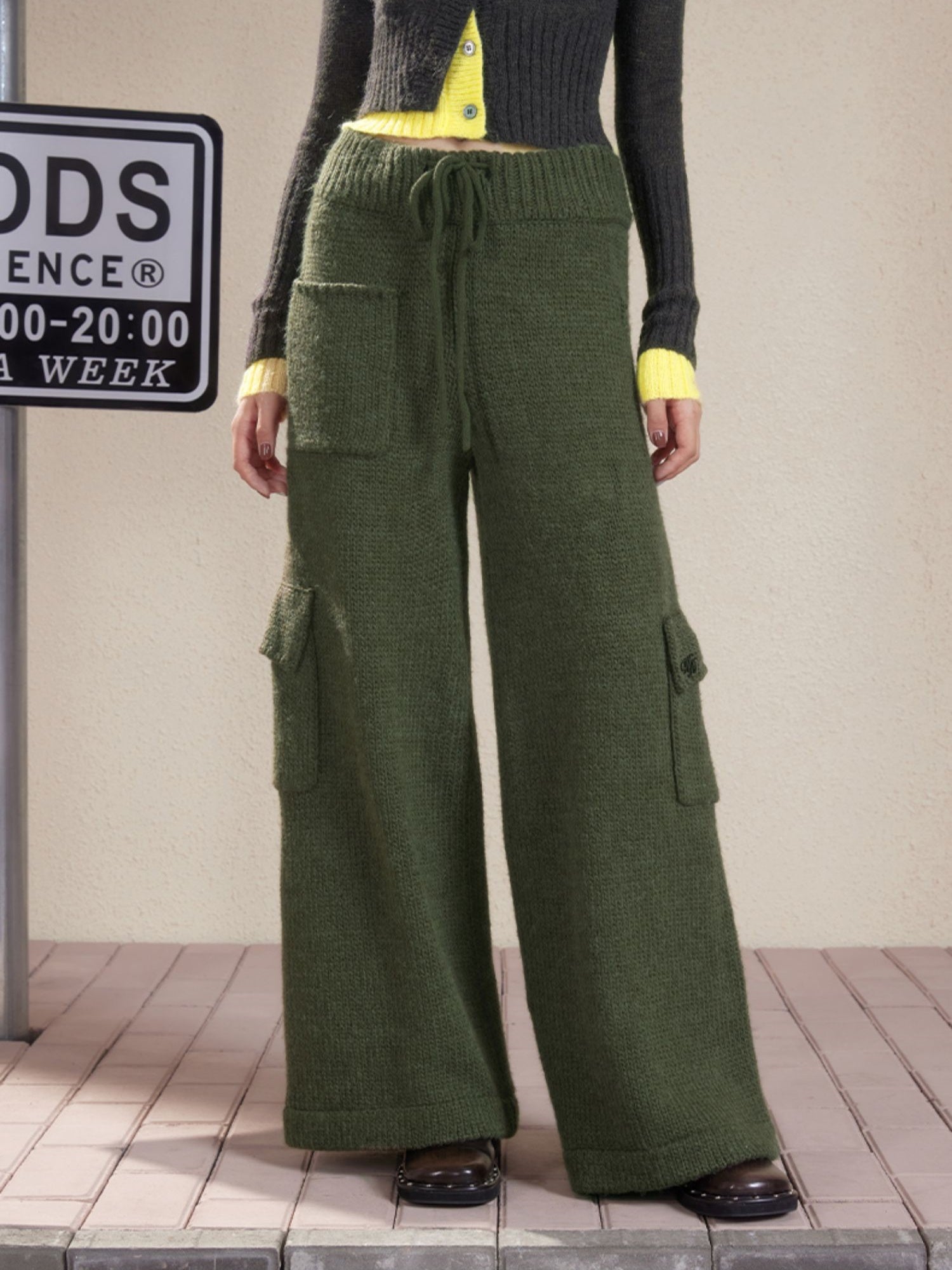 Wool Knit Loose Casual Straight Wide-Pants