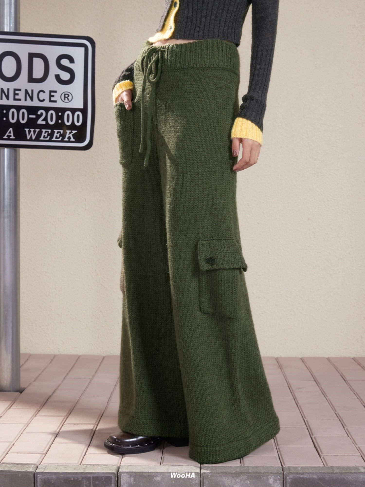 Wool Knit Loose Casual Straight Wide-Pants