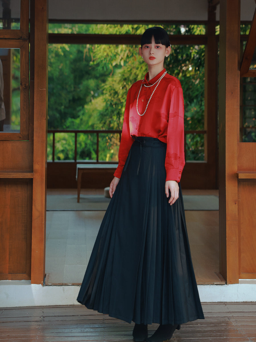 Long pleated 2024 flare skirt