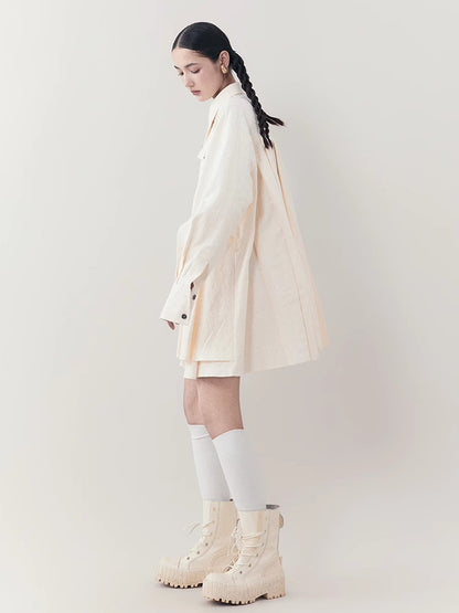 Oversize Back-Pleats Nichi Natural Tie Shirt