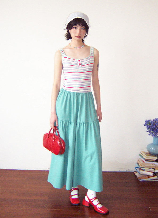 Tiered Flare A-Line Casual Plain Simple Skirt