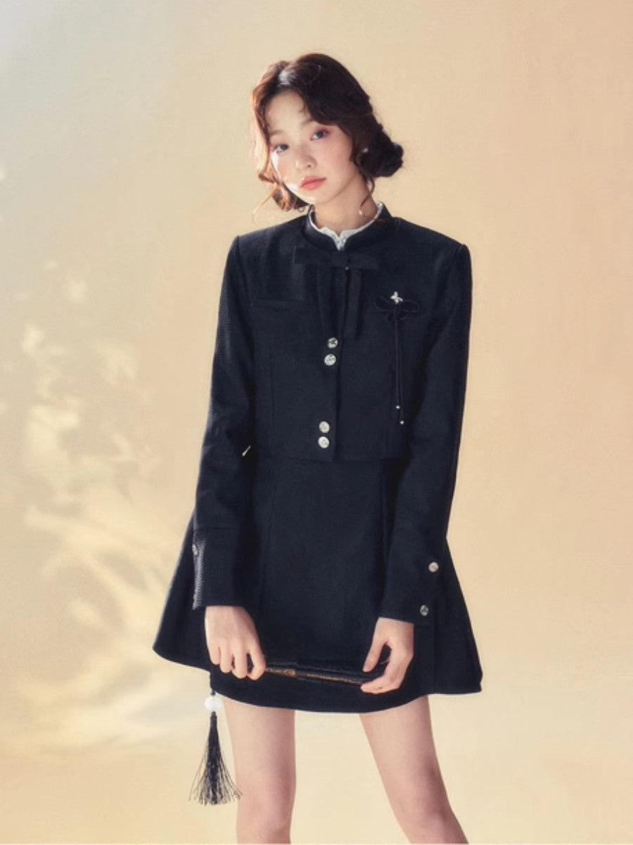 Set-Up Classy Chic Stand-Collar Jacket&amp;One-Piece