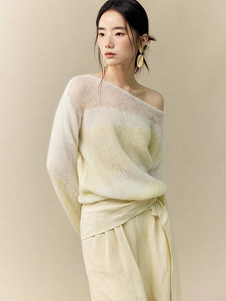 Pale Sheer Mesh Oversize Loose Classy Knit