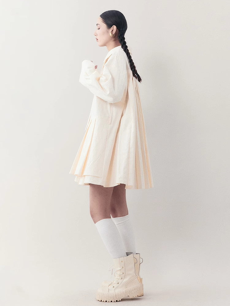 Oversize Back-Pleats Nichi Natural Tie Shirt