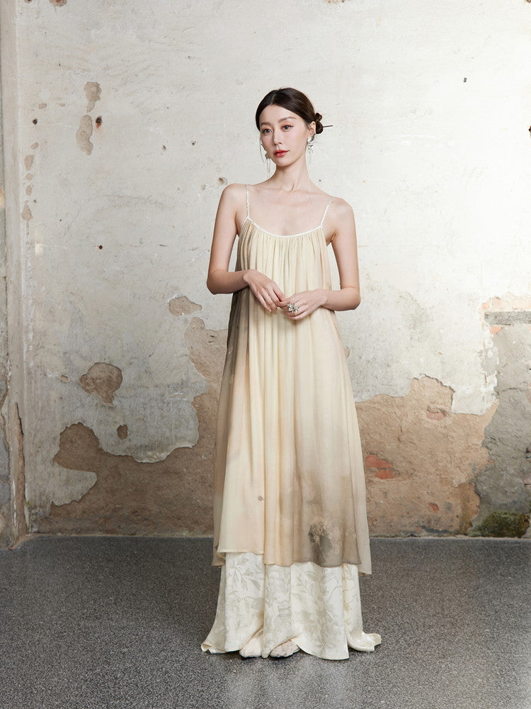 Long Gradation Elegant Camisole Loose Dress