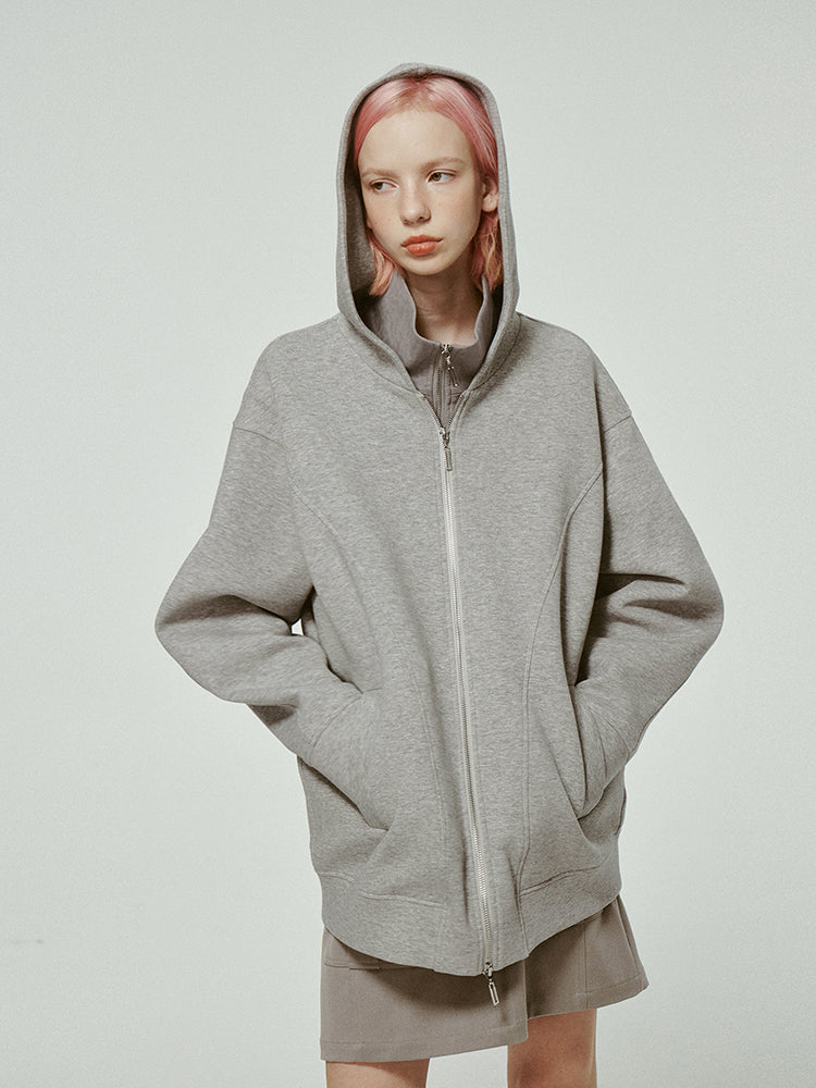 Oversize Casual Hoodie Sweat Simple Plain Chic Parka