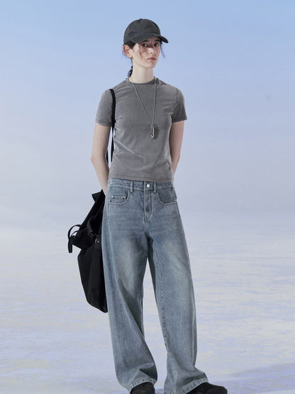 Denim pantalon simple lâché lâché droit lâché