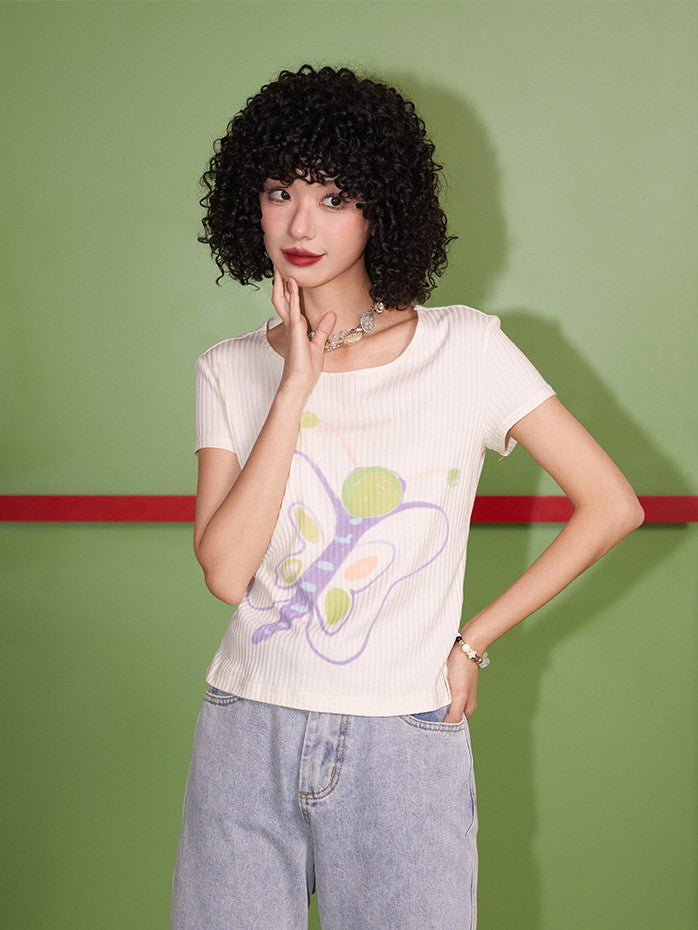 Butterfly Simple Casual Retro Cutsew