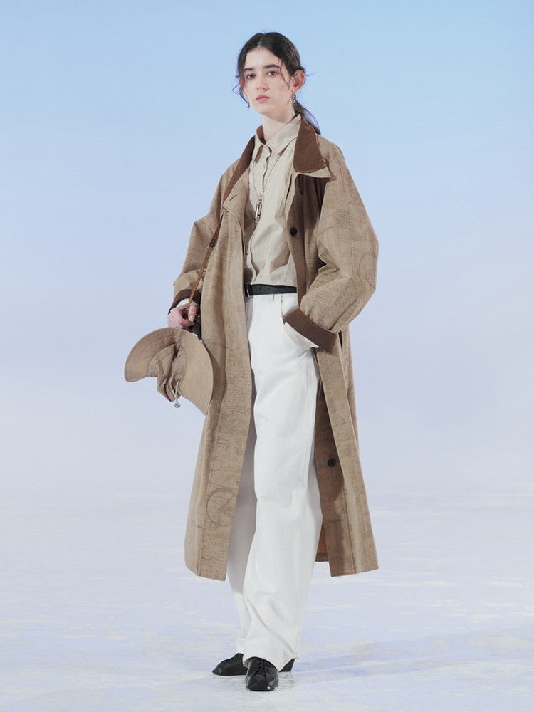 Lettre en col standard chic modeste de printemps rétro long-coat