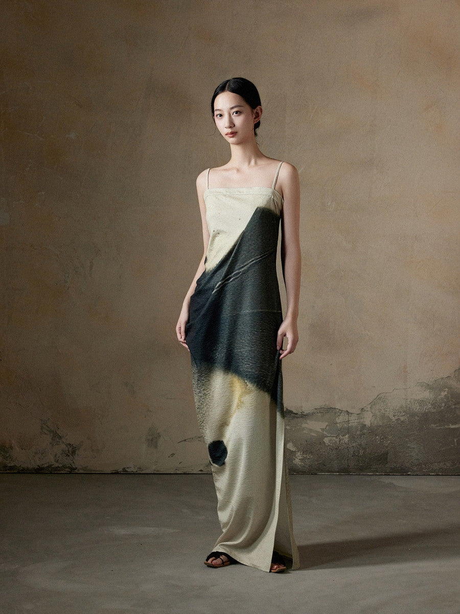 Gradation Asymmetry Elegant Long Camisole Dress