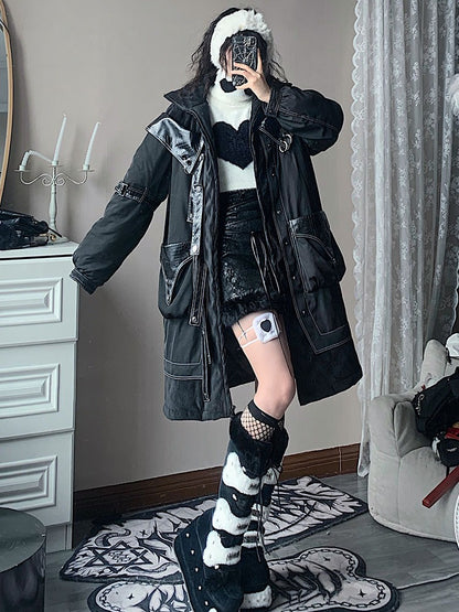 Loose Cross Design Stand-Collar Cotton-Padded Coat