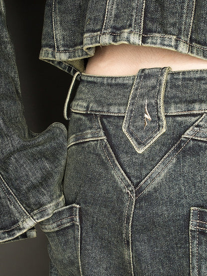 Denim Cut-Off Quasten-Freizeithosen