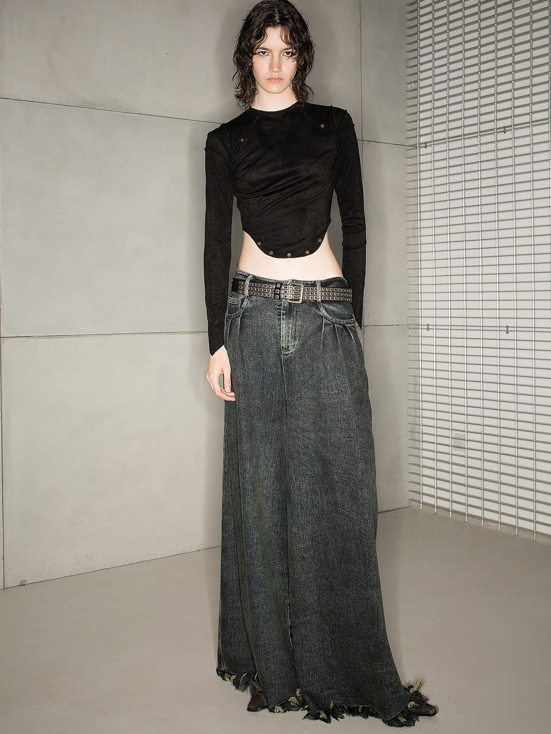 Denim Cut-Off Tassel Casual Wide-Pants