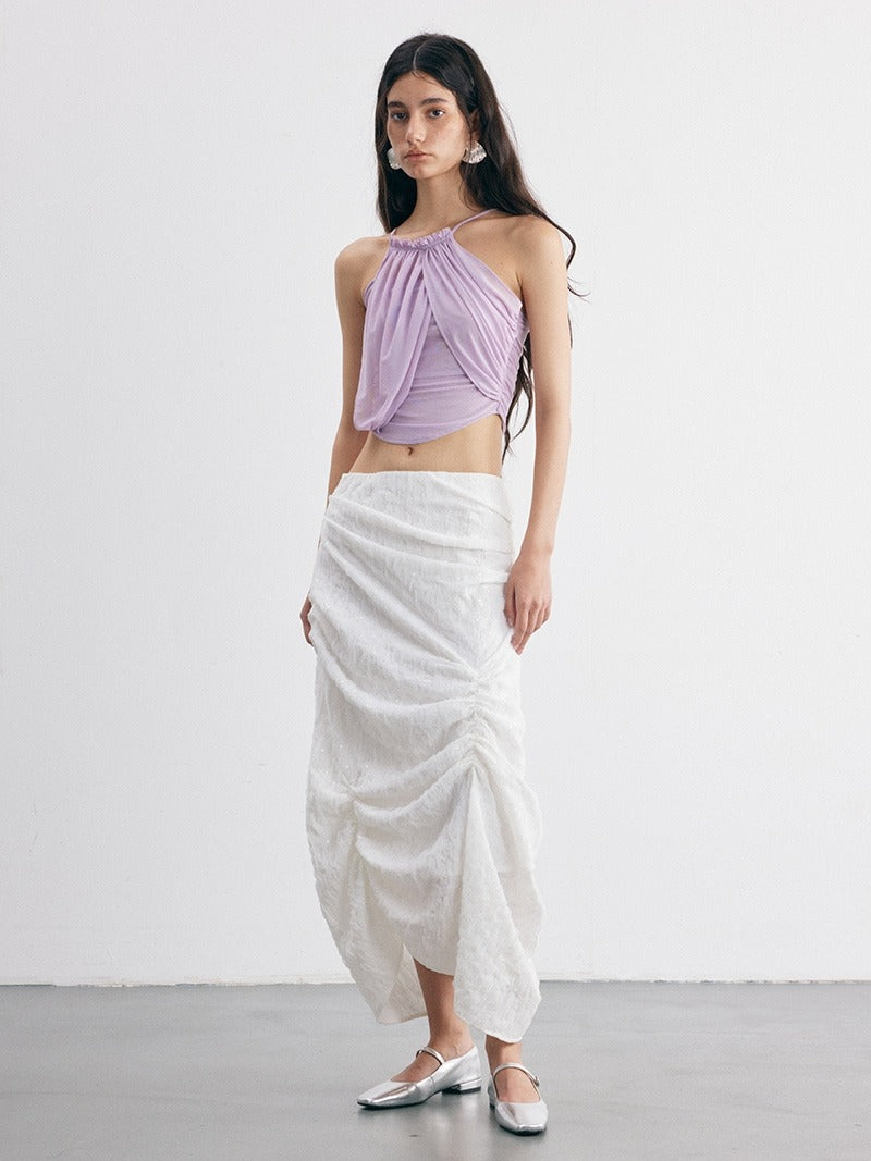 Embroidered Beaded Sequined Irregular Drape Skirt