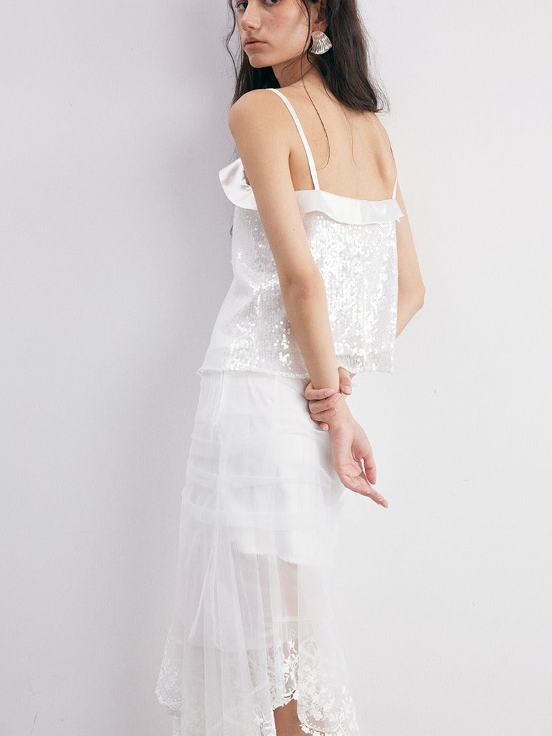 Shimmering Sequined Cuffed Camisole