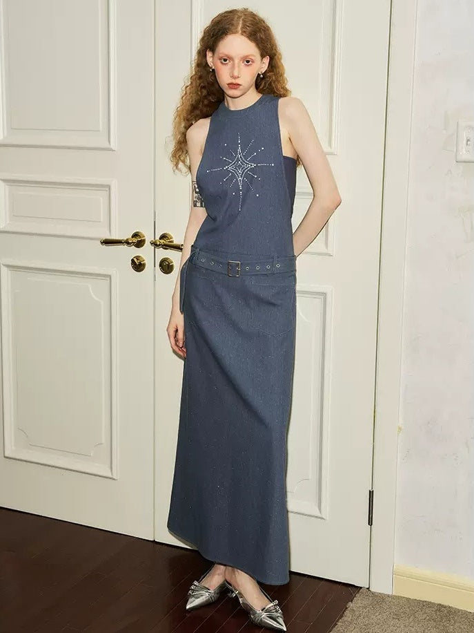 Four-pointed Star Ironed Modern Sleeveless One-piece