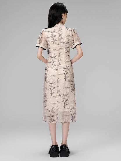 China Embroidery Watercolor Retro Nichi Dress