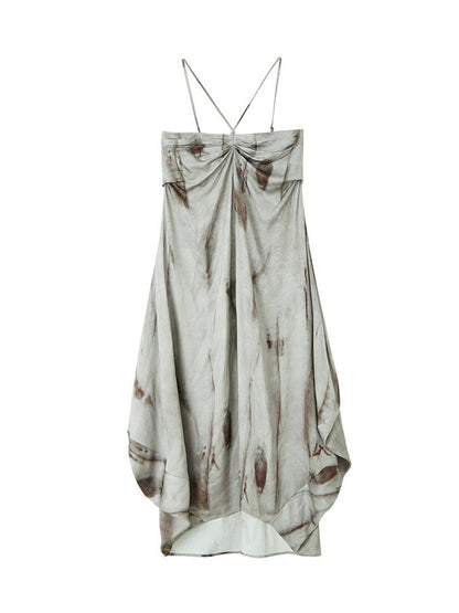 Long Back-Cross Tie-Dye Camisole Classy Dress