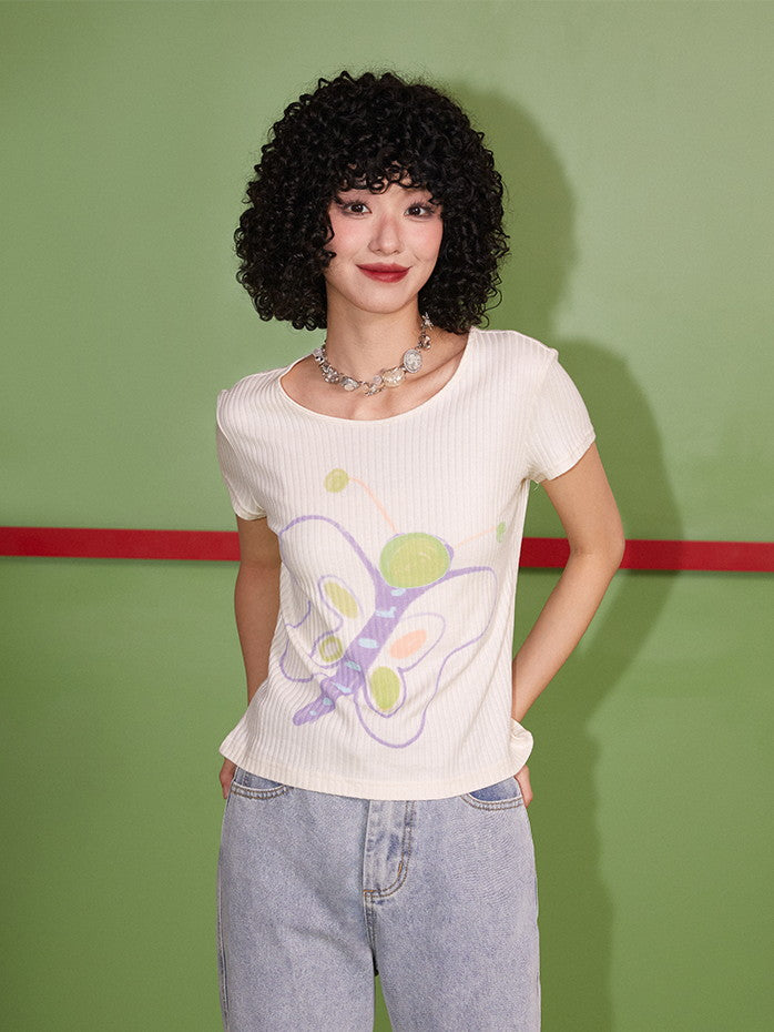 Butterfly Simple Casual Retro Cutsew