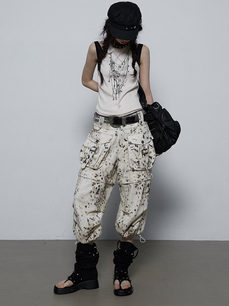 Leopard Casual Wide Half-Pants