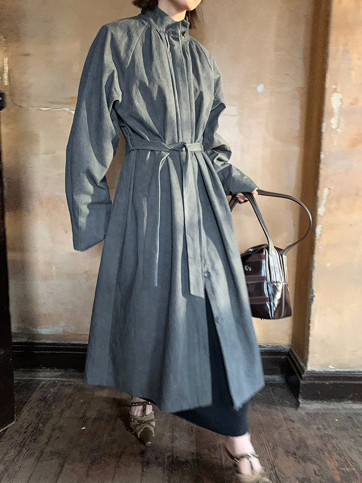 Retro Stando-Collar-Chic Long-Coat