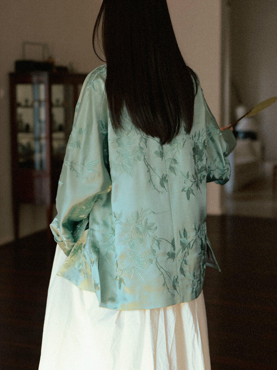 Embroidery Glossy China Flower Jacket