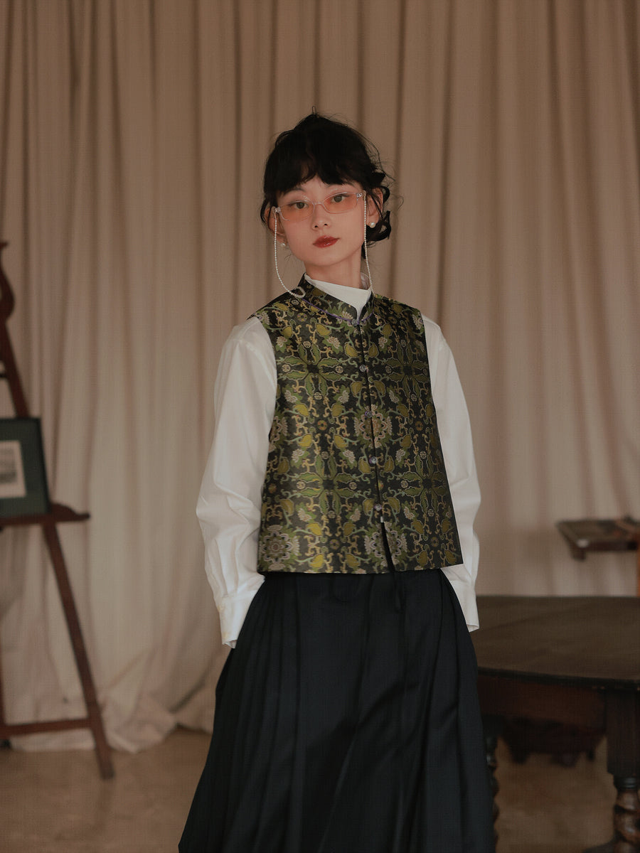 Embroidery China Glossy Mao-Collar Retro Vest