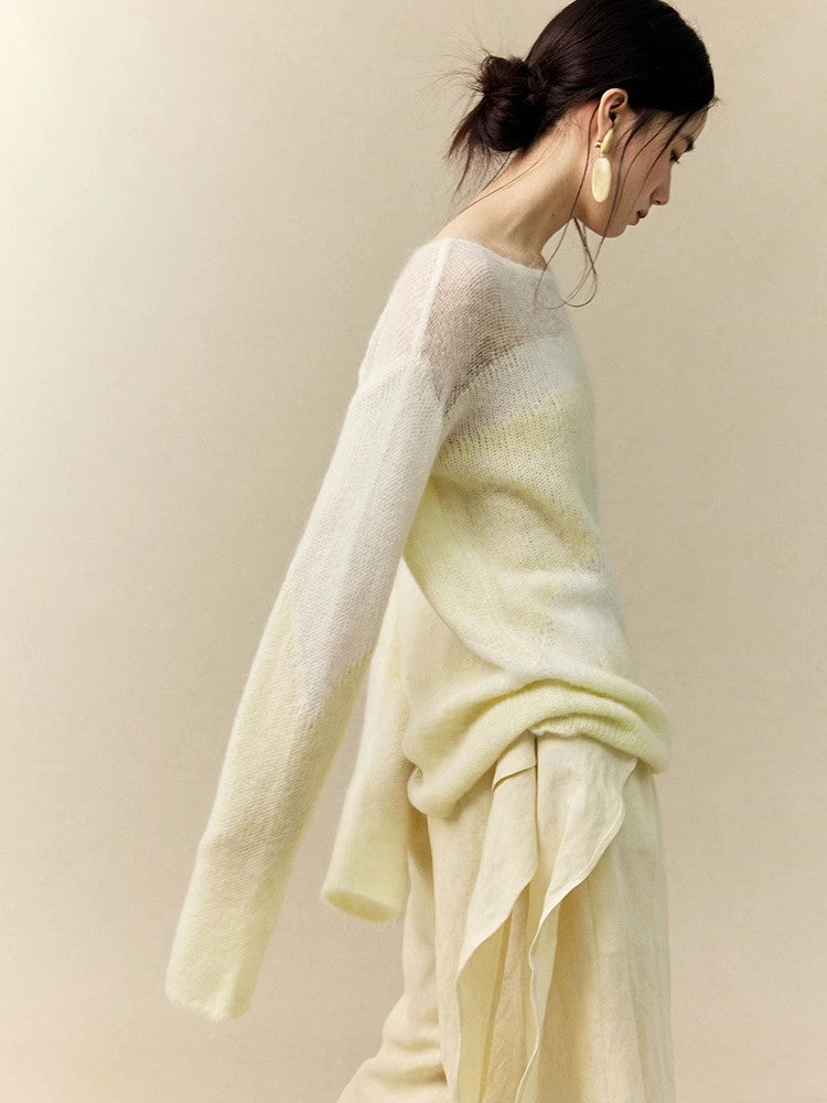 Pale Sheer Mesh Oversize Loose Classy Knit