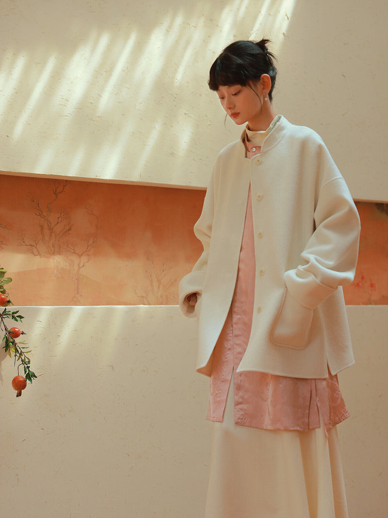 Mao-Collar Retro Clean Wool Coat