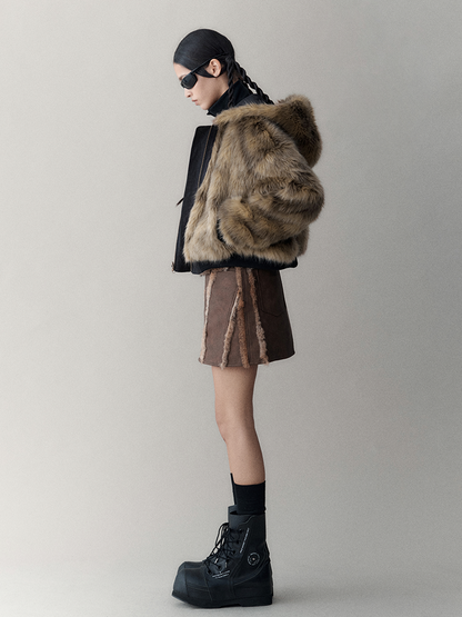 Reversible Luxus flauschig Hoodie High-End Fur-Jacket