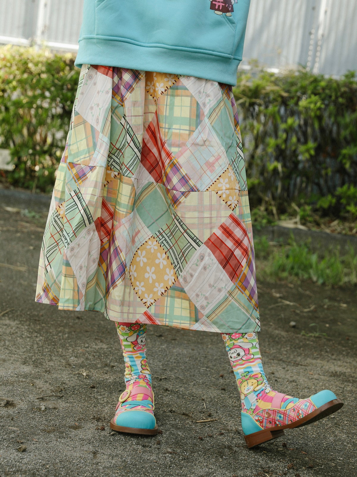 Fancy Patchwork Casual Colorful Retro Tiered Long-Skirt