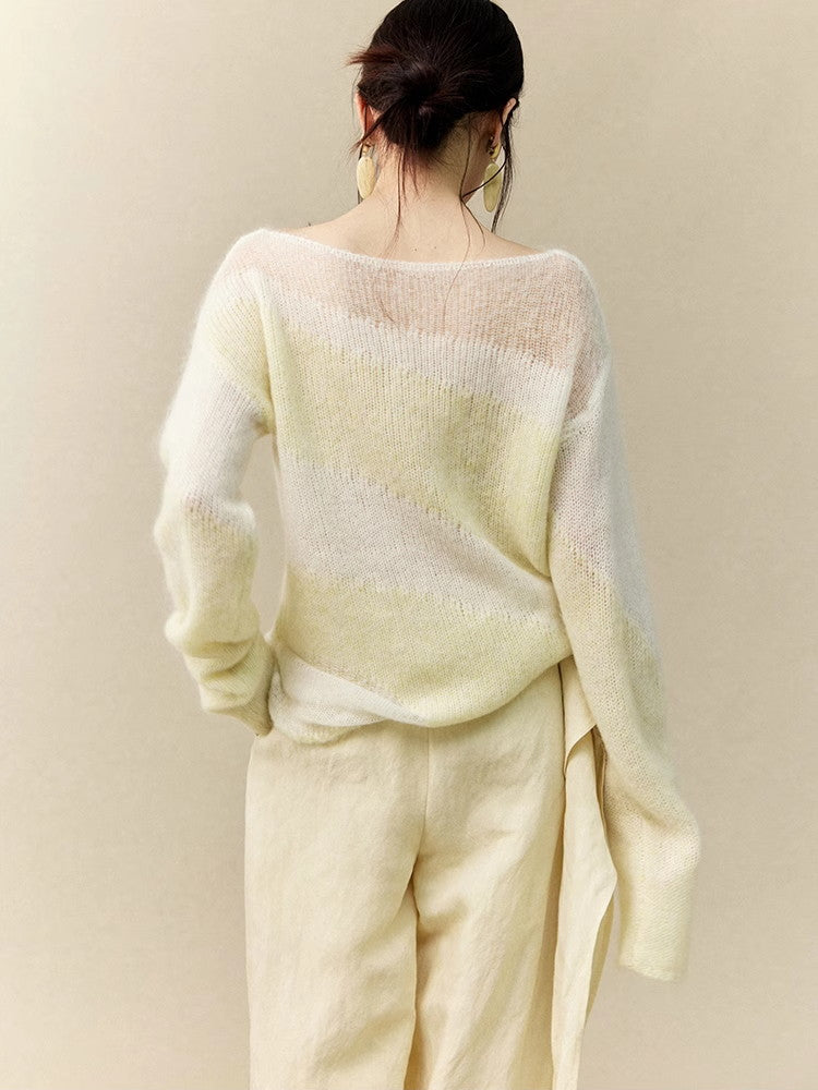 Pale Sheer Mesh Oversize Loose Classy Knit