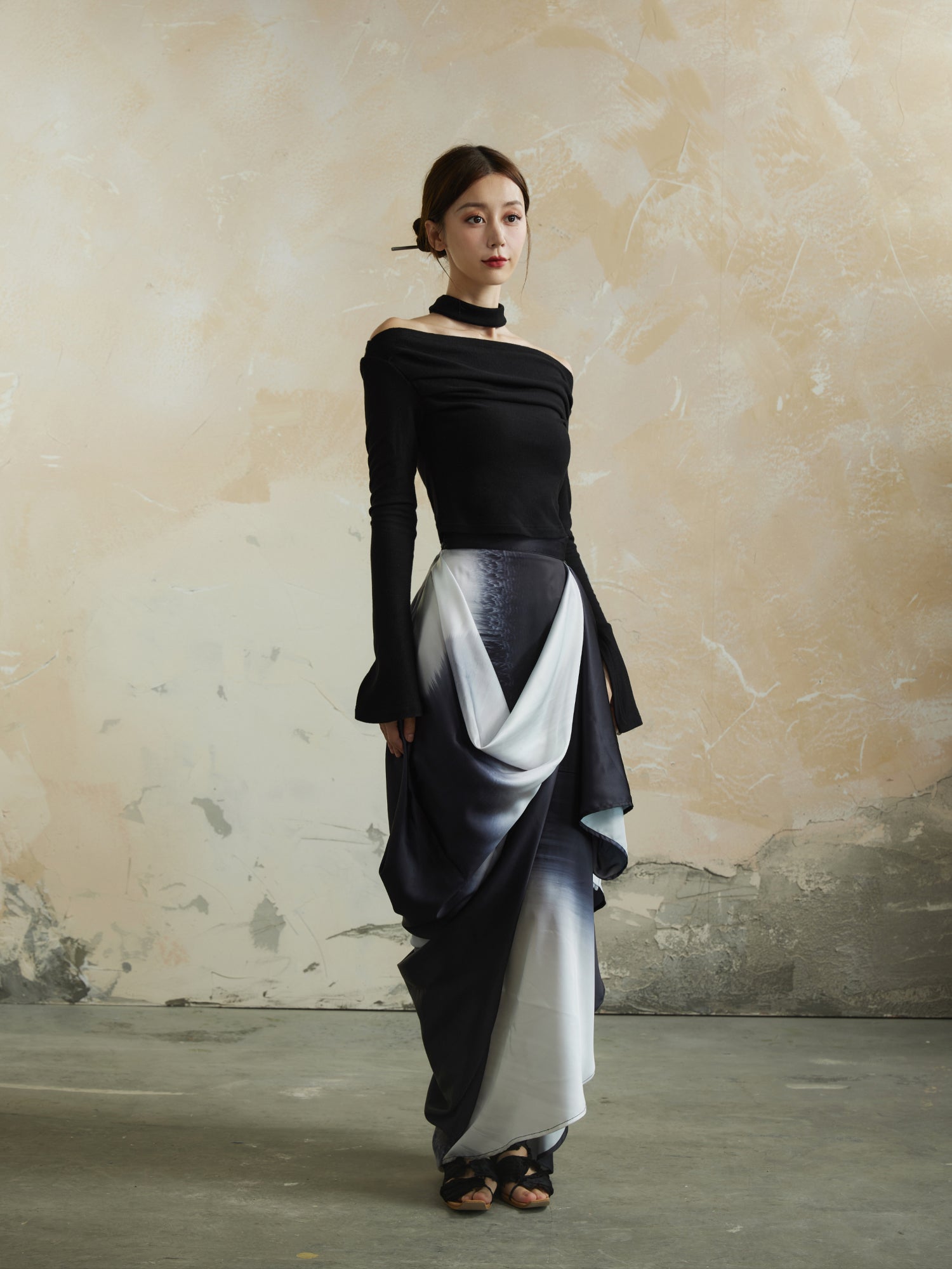 Drape Gradation Elegant High-End Chic Long-Skirt