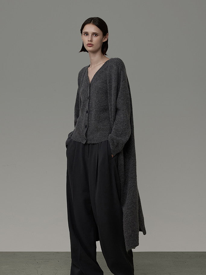 Knit Plain Simple Wool Long-Cardigan&amp;Vest