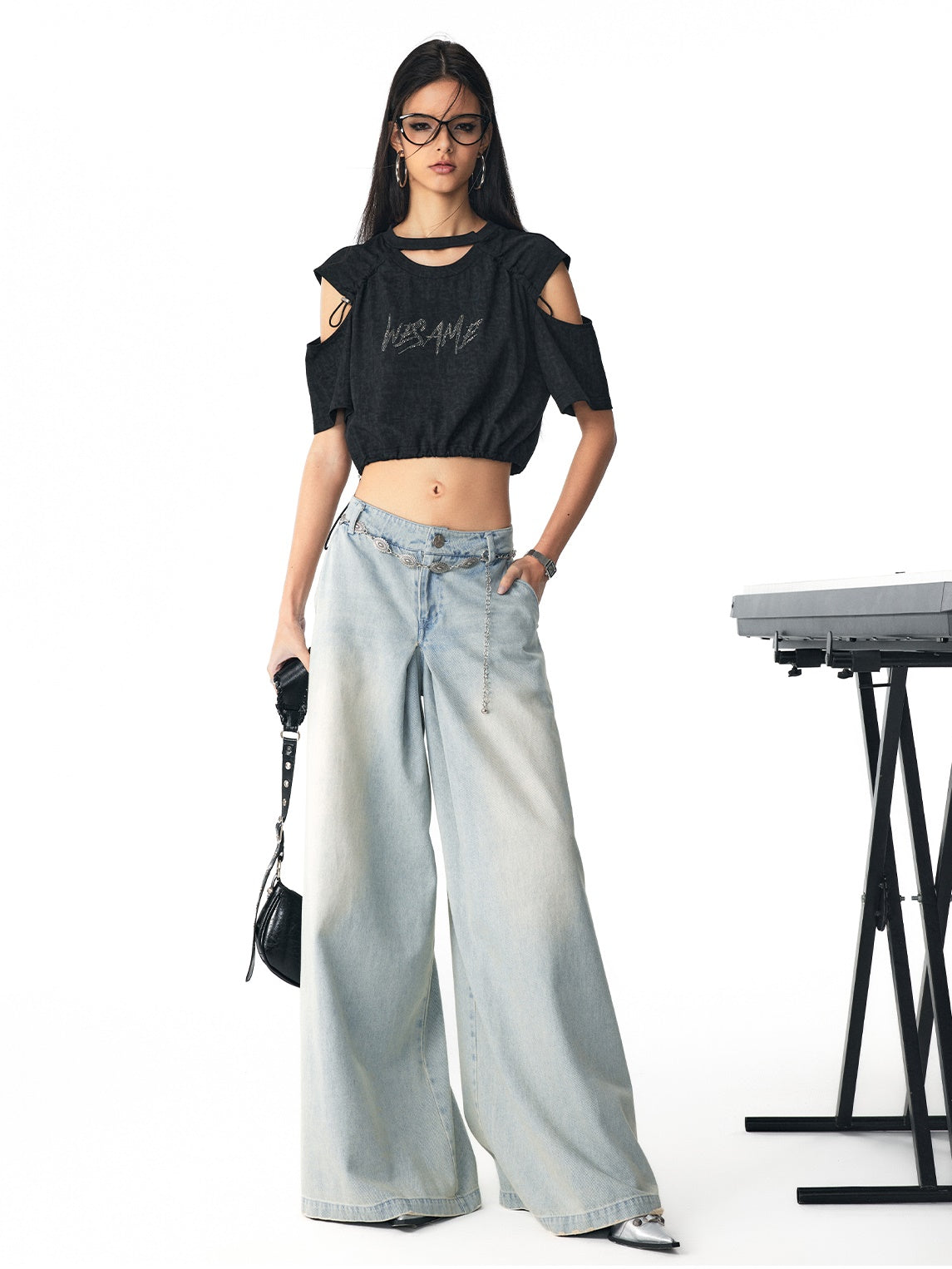 Open-shoulder Drawstring Unique Cropped Tops