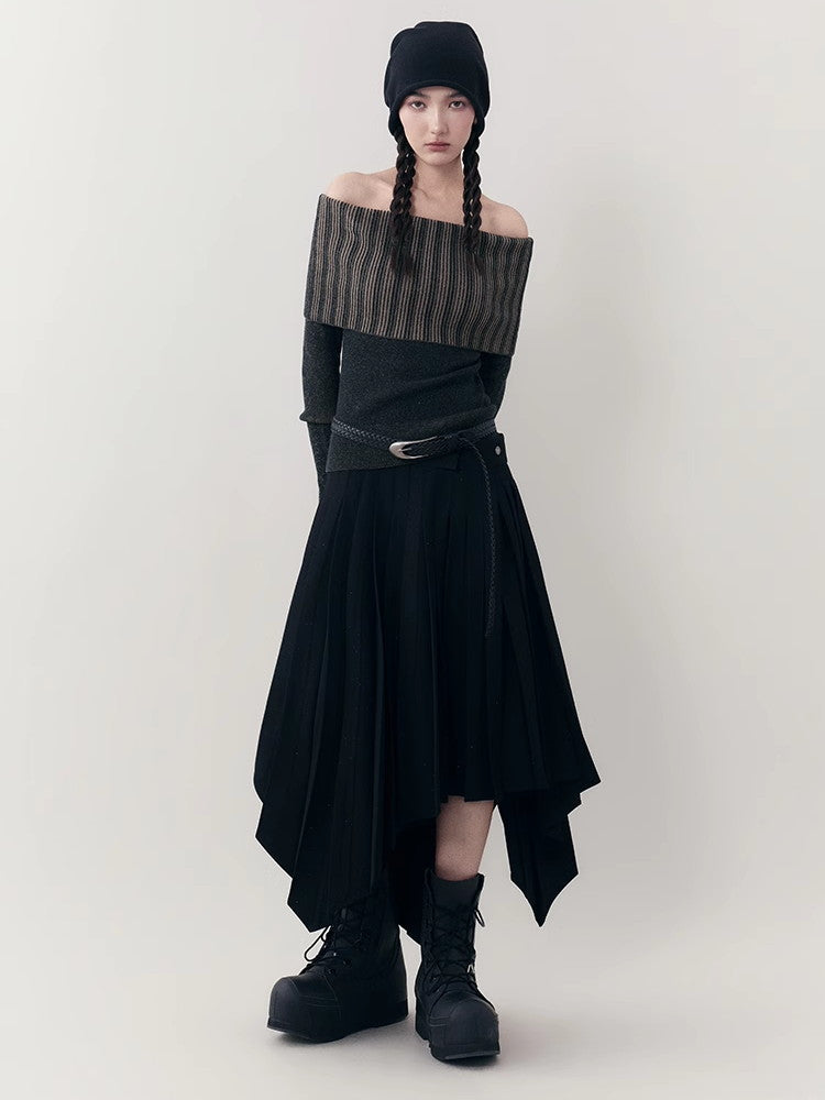 Asymmetry Plain Simple Flare Long-Skirt