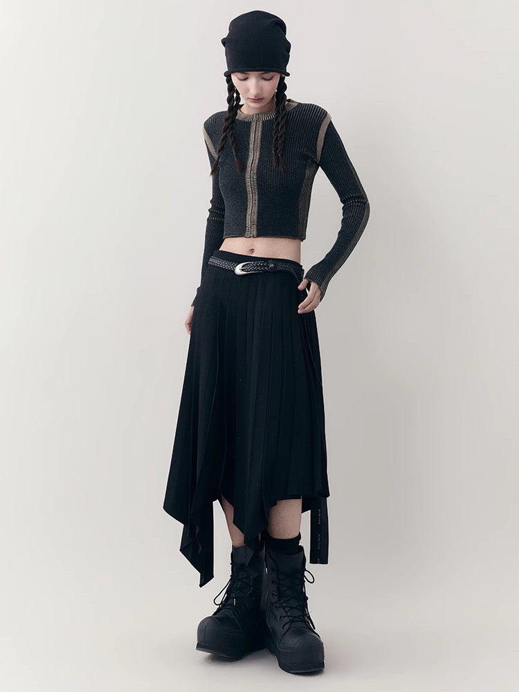 Asymmetry Long Plain Hem Long-Skirt