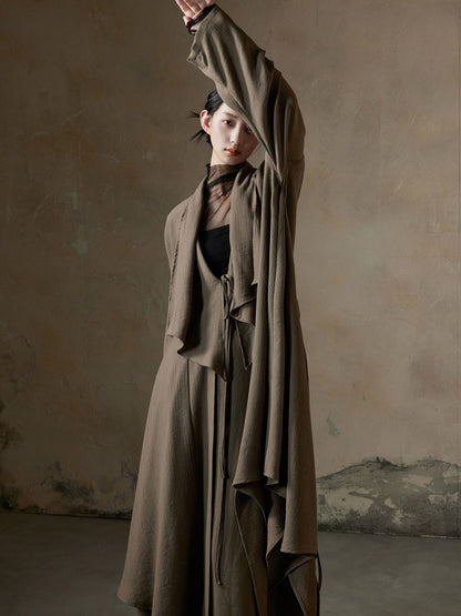 Ovresize Big-Collar Nichi Plain Long-Coat