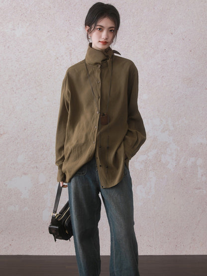 Stand-Collar Ocresize Plain Simple Nichi Shirt