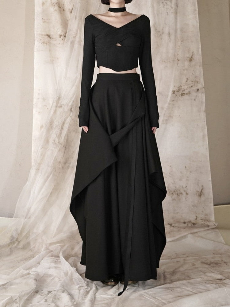 Asymmetry Chic Flare Long-Skirt