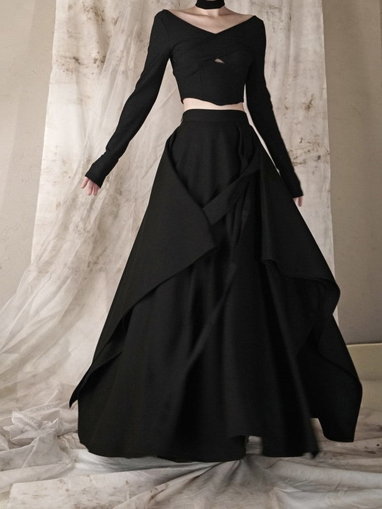 Asymmetry Chic Flare Long-Skirt