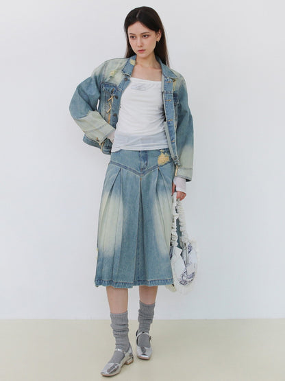 Washed Lace-Up Vintage Retro Nichi Jacket