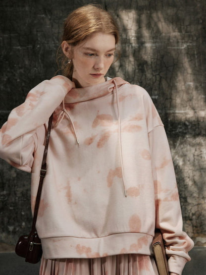 Hoddie Tie-Dye Fish-Tail Pale Retro Sweat Pullover