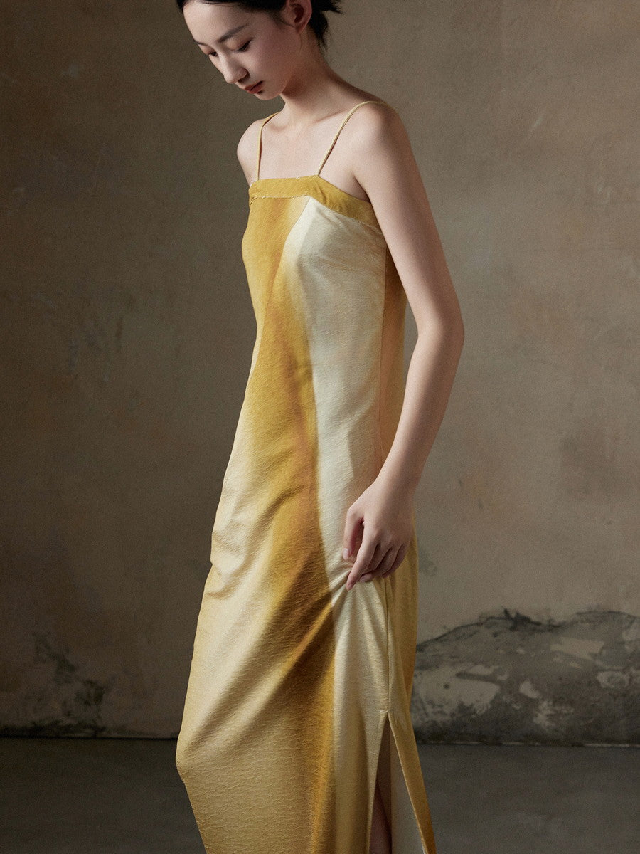 Gradation Asymmetry Elegant Long Camisole Dress